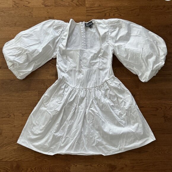NWT DANIELLE BERNSTEIN White Puff Sleeve Corset Squareneck Dress Mini Graduation - Picture 1 of 4